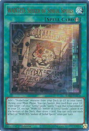 WANTED: Seeker of Sinful Spoils (UR) (RA03-EN074) - Quarter Century Bonanza Ultra Rare 1st Edition