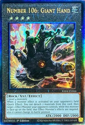 Number 106: Giant Hand (PUR) (RA04-EN066) - Quarter Century Stampede Prismatic Ultimate Rare 1st Edition