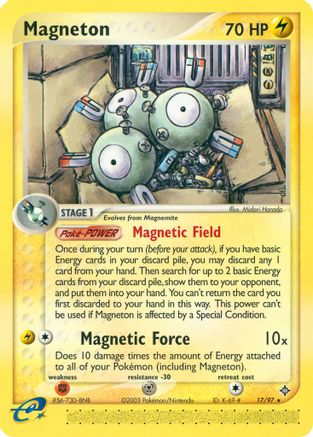 pokemon card magneton - 17/97 it comes protected in a tamper Magneton - 43/100 - Uncommon
