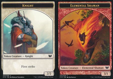 Knight Token 004 | Elemental Shaman Token 010 - C15 – Troll and Toad