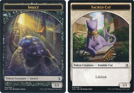 Insect Token 019 | Sacred Cat Token 010 - AKH – Troll and Toad