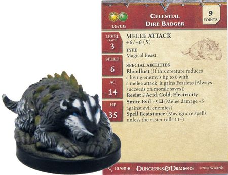 Celestial Dire Badger #13 Deathknell D&D Miniatures