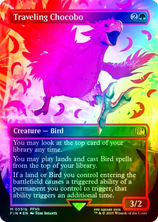 Traveling Chocobo (Borderless) (Neon Ink Pink) - 511b - Foil