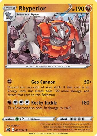 Rhyperior - 091/196 - Rare Reverse Holo – Troll and Toad
