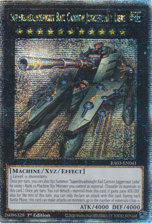 Superdreadnought Rail Cannon Juggernaut Liebe (Quarter Century Secret Rare) (RA03-EN041) - Quarter Century Bonanza Quarter Century Secret Rare 1st Edition