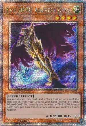 Evil HERO Adusted Gold (Quarter Century Secret Rare) (RA04-EN029) - Quarter Century Stampede Quarter Century Secret Rare 1st Edition