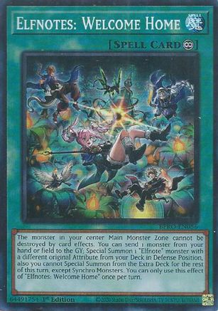 Elfnotes: Welcome Home (BPRO-EN056) - Burst Protocol Super Rare 1st Edition