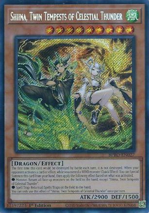 Shiina, Twin Tempests of Celestial Thunder (BPRO-EN027) - Burst Protocol Secret Rare 1st Edition