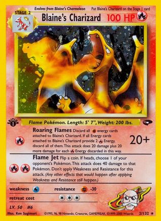 Blaine's Charizard - 2/132 - Holo Unlimited (Energy Symbol Corrected)