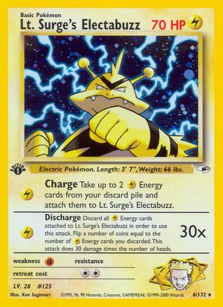 Lt. Surge's Electabuzz - 6/132 - Holo 1st Edition